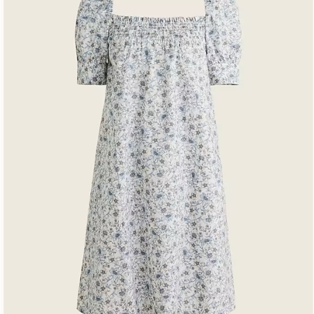 J. Crew Cotton Poplin Shift Dress in Floral Vibes with Puff Sleeve